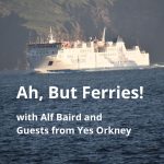 A ferry sailing on blue water