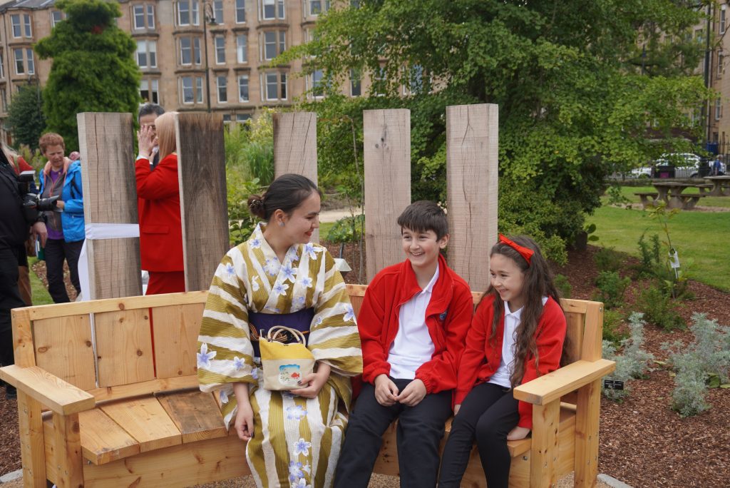 Peace Garden. Lord Provost. Hiroshima. 0th anniversary. Glasgow Botanic Gardens