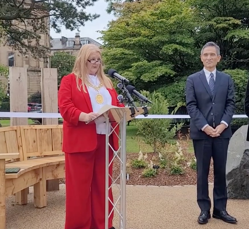 Peace Garden. Lord Provost. Hiroshima. 0th anniversary. Glasgow Botanic Gardens. 