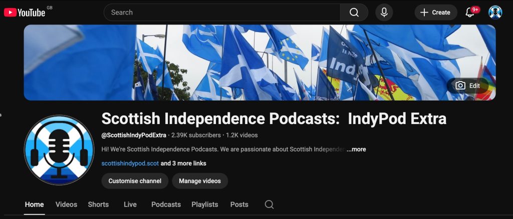 YouTube. IndyPod Extra. Scottish Independence Podcasts.Subscribe.